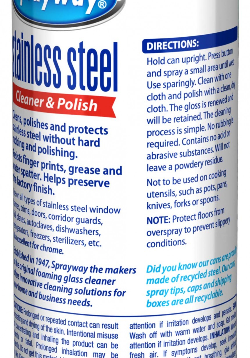 Stainless Steel Cleaner Sprayway OilBased Aerosol Spray